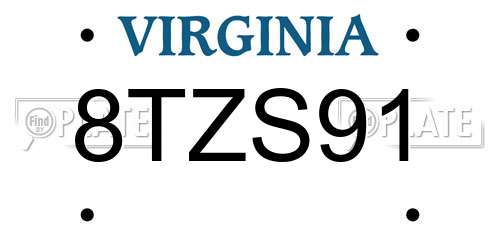 8TZS91 Virginia License Plate
