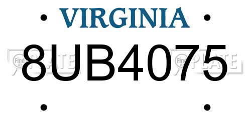 8UB4075 Virginia License Plate