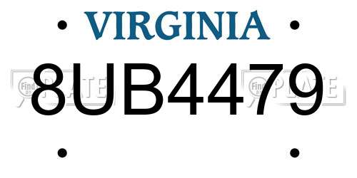 8UB4479 Virginia License Plate
