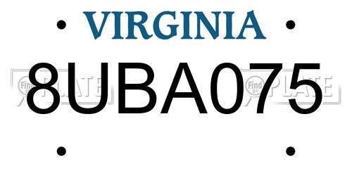 8UBA075 Virginia License Plate