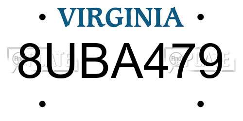 8UBA479 Virginia License Plate