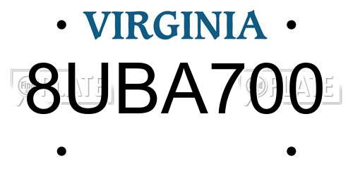 8UBA700 Virginia License Plate