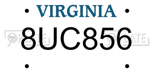 8UC856 Virginia License Plate