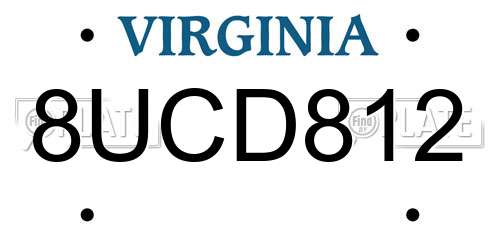 8UCD812 Virginia License Plate