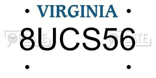 8UCS56 Virginia License Plate