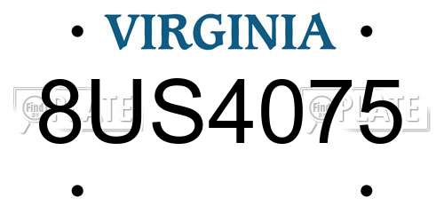 8US4075 Virginia License Plate