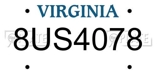 8US4078 Virginia License Plate