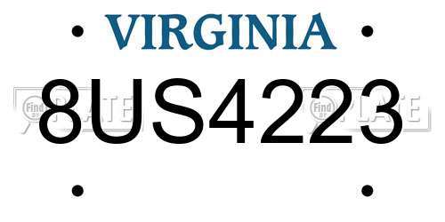 8US4223 Virginia License Plate