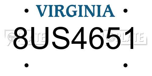 8US4651 Virginia License Plate
