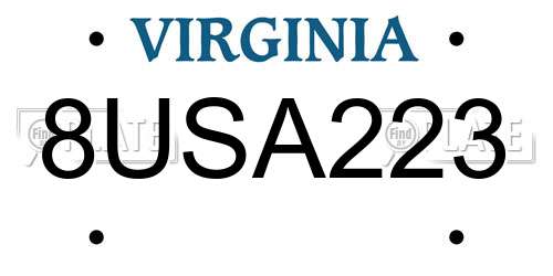 8USA223 Virginia License Plate