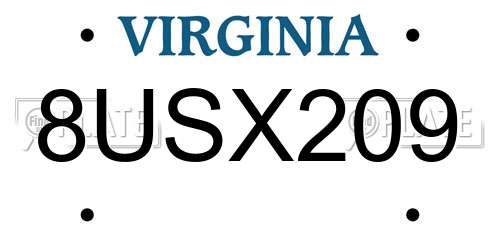 8USX209 Virginia License Plate