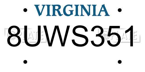 8UWS351 Virginia License Plate