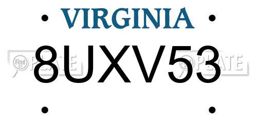 8UXV53 Virginia License Plate