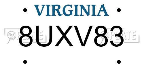 8UXV83 Virginia License Plate