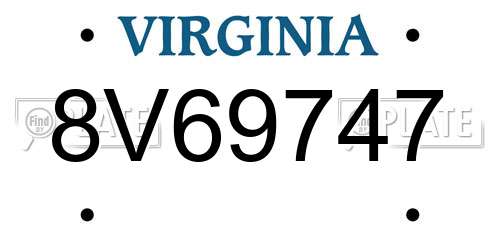 8V69747 Virginia License Plate