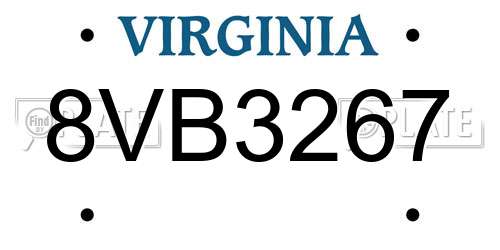 8VB3267 Virginia License Plate