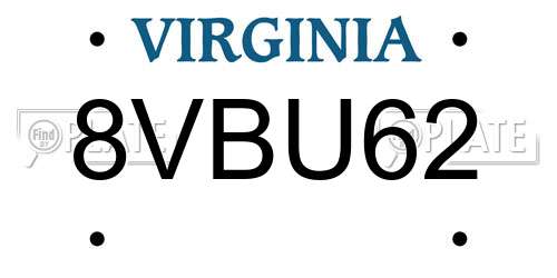 8VBU62 Virginia License Plate