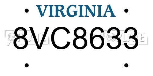 8VC8633 Virginia License Plate