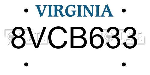 8VCB633 Virginia License Plate