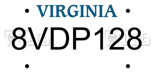 8VDP128 Virginia License Plate