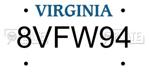 8VFW94 Virginia License Plate