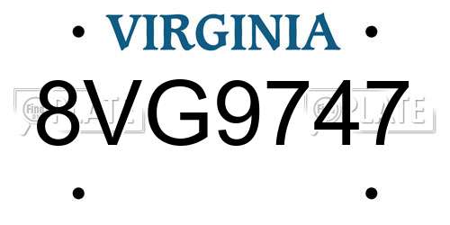 8VG9747 Virginia License Plate