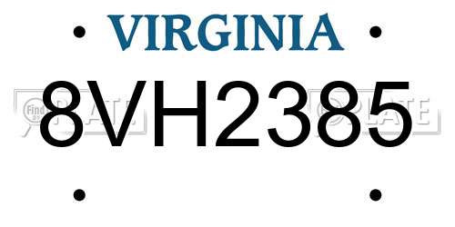 8VH2385 Virginia License Plate