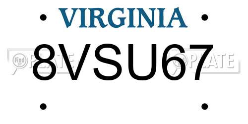 8VSU67 Virginia License Plate