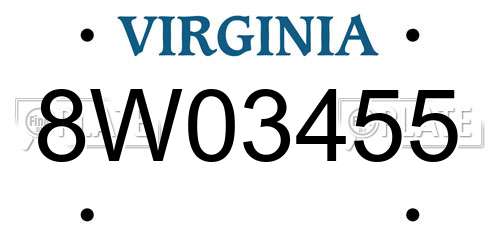 8W03455 Virginia License Plate