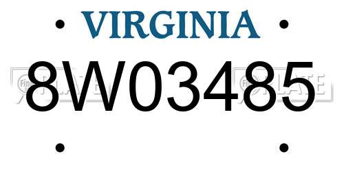 8W03485 Virginia License Plate