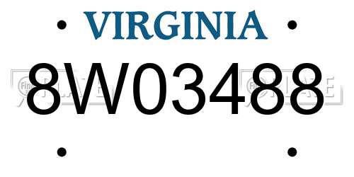 8W03488 Virginia License Plate