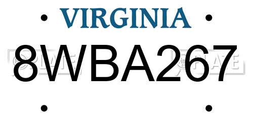 8WBA267 Virginia License Plate