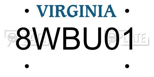 8WBU01 Virginia License Plate