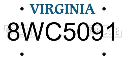 8WC5091 Virginia License Plate