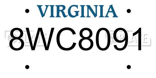 8WC8091 Virginia License Plate