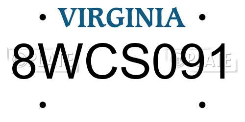 8WCS091 Virginia License Plate