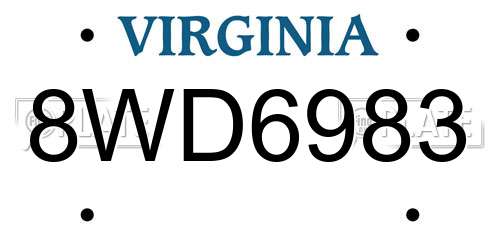 8WD6983 Virginia License Plate