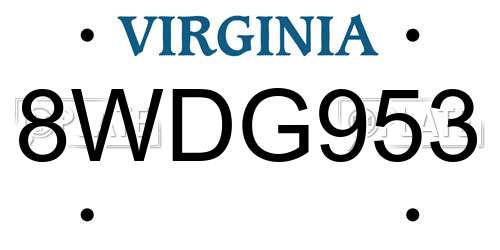 8WDG953 Virginia License Plate