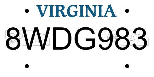 8WDG983 Virginia License Plate