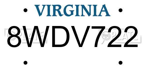 8WDV722 Virginia License Plate