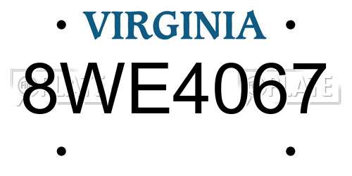 8WE4067 Virginia License Plate