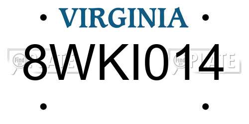 8WKI014 Virginia License Plate
