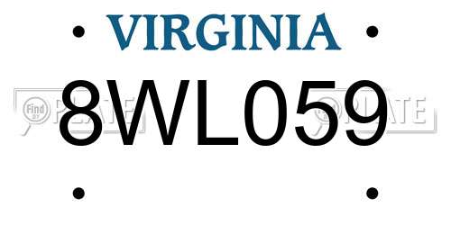 8WL059 Virginia License Plate