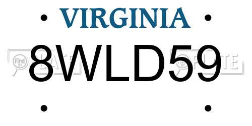 8WLD59 Virginia License Plate
