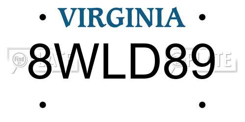 8WLD89 Virginia License Plate