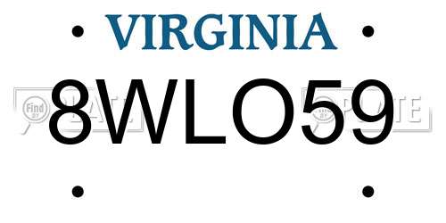 8WLO59 Virginia License Plate