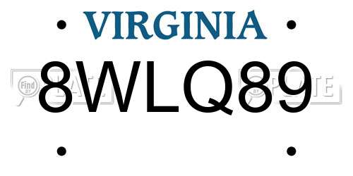 8WLQ89 Virginia License Plate