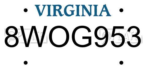 8WOG953 Virginia License Plate