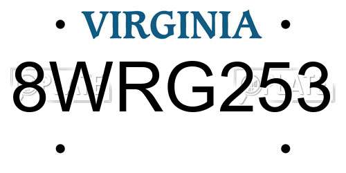 8WRG253 Virginia License Plate
