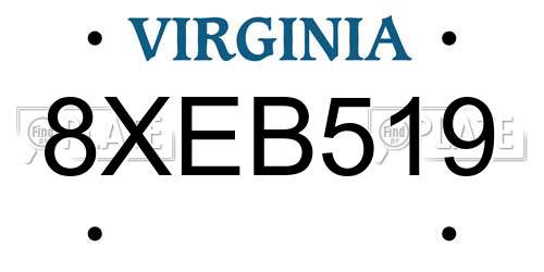 8XEB519 Virginia License Plate